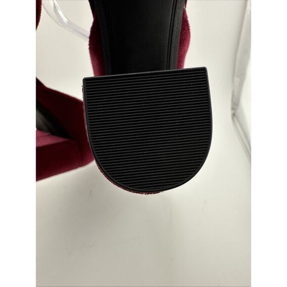 American Rag Areeta Wine Red Women Velvet Strappy block heel SZ 7 NEW - Picture 10 of 12